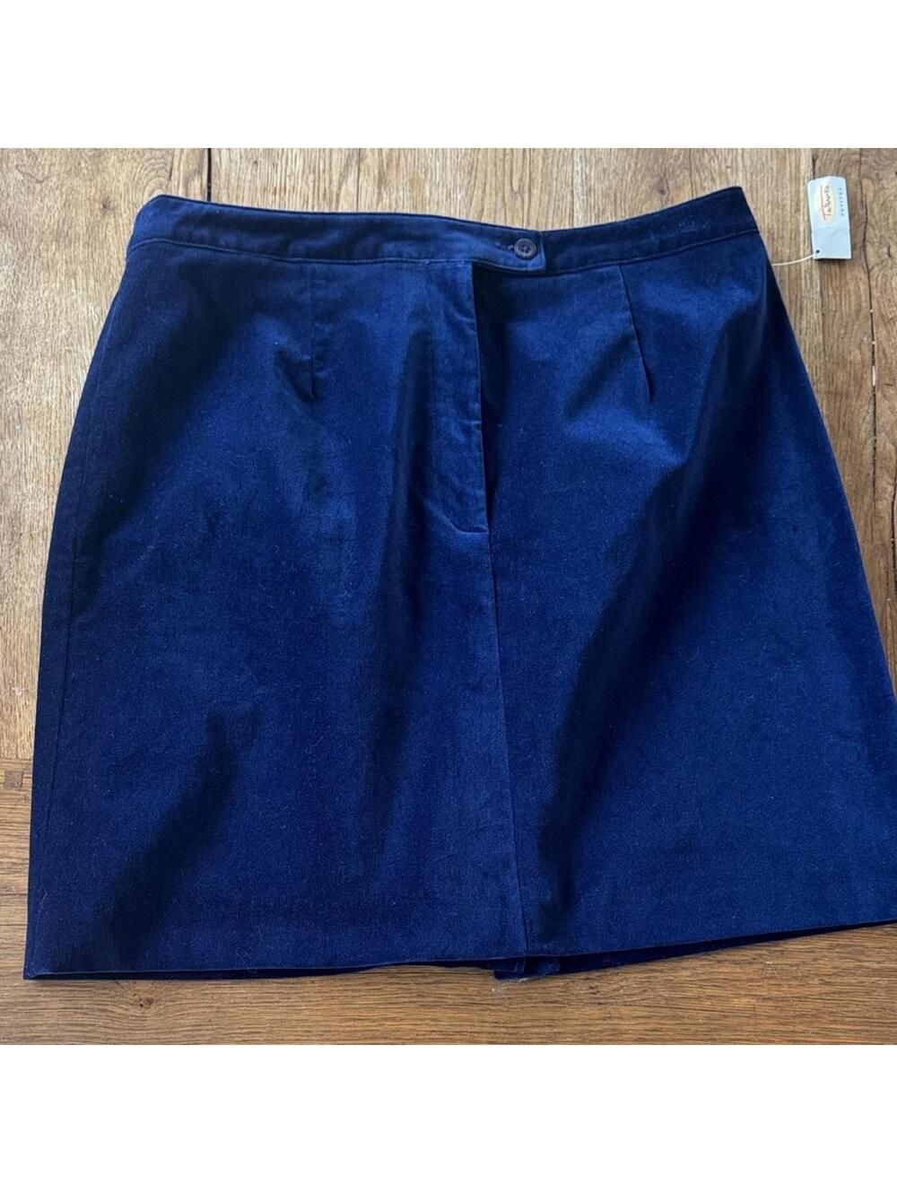 Talbots Deep Blue Suade feel Mini Skirt Petites 16